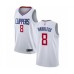 Men's Los Angeles Clippers #8 Moe Harkless Authentic White Basketball Stitched Jersey - Association Edition