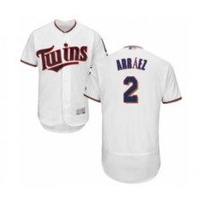 Men's Minnesota Twins #2 Luis Arraez White Home Flex Base Authentic Collection Baseball Player Stitched Jersey