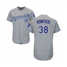 Men's Kansas City Royals #38 Jorge Bonifacio Grey Road Flex Base Authentic Collection Baseball Player Stitched Jersey