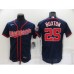 Men's Washington Nationals #25 Byron Buxtonon Navy Blue With Team Patch Stitched MLB Flex Base Jersey