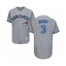 Men's Toronto Blue Jays #3 Brandon Drury Grey Road Flex Base Authentic Collection Baseball Player Stitched Jersey