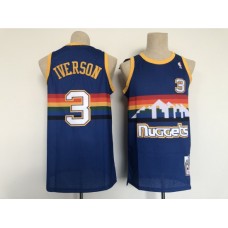 Men's Denver Nuggets #3 Allen Iverson Swingman Blue Basketball Stitched Jersey