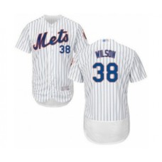 Men's New York Mets #38 Justin Wilson White Home Flex Base Authentic Collection Baseball Player Stitched Jersey