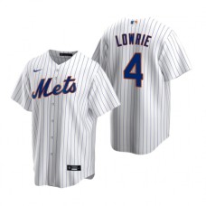 Men's Nike New York Mets #4 Jed Lowrie White 2020 Home Stitched Baseball Jersey