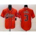 Men's Houston Astros #3 Jeremy Pena Number Orange Cool Base Stitched Baseball Jersey