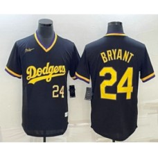 Men's Los Angeles Dodgers #24 Kobe Bryant Number Black Stitched Pullover Throwback Nike Jersey