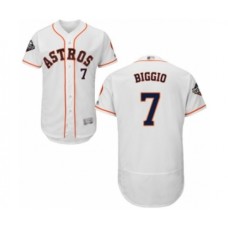 Men's Houston Astros #7 Craig Biggio White Home Flex Base Authentic Collection 2019 World Series Bound Baseball Stitched Jersey