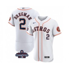 Men's Houston Astros #2 Alex Bregman White 2022 World Series Champions Flex Base Stitched Baseball Jersey