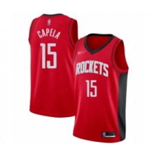 Men's Houston Rockets #15 Clint Capela Authentic Red Finished Basketball Stitched Jersey - Icon Edition