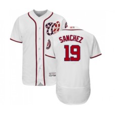 Men's Washington Nationals #19 Anibal Sanchez White Home Flex Base Authentic Collection Baseball Jersey