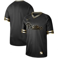 Men's Nike Philadelphia Phillies Blank Black Gold Authentic Stitched Baseball Jersey