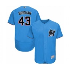 Men's Miami Marlins #43 Jeff Brigham Blue Alternate Flex Base Authentic Collection Baseball Player Stitched Jersey