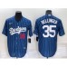 Men's Los Angeles Dodgers #35 Cody Bellinger Number Red Navy Blue Pinstripe Stitched MLB Cool Base Nike Jersey