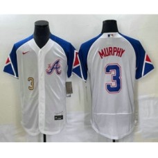 Men's Atlanta Braves #3 Dale Murphy Number White 2023 City Connect Flex Base Stitched Jersey2