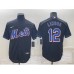 Men's New York Mets #12 Francisco Lindor Black Stitched MLB Cool Base Nike Jersey