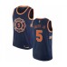 Men's New York Knicks #5 Dennis Smith Jr. Authentic Navy Blue Basketball Jersey - City Edition