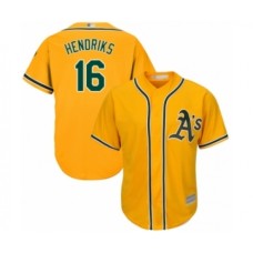 Men's Oakland Athletics #16 Liam Hendriks Replica Gold Alternate 2 Cool Base Baseball Jersey