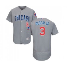 Men's Chicago Cubs #3 Daniel Descalso Grey Road Flex Base Authentic Collection Baseball Jersey