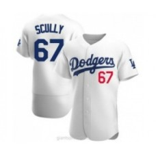 Men's Los Angeles Dodgers #67 Vin Scully White Stitched MLB Flex Base Nike Jersey