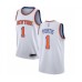 Men's New York Knicks #1 Bobby Portis Authentic White Basketball Stitched Jersey - Association Edition