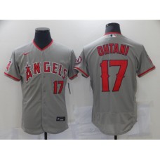 Men's Los Angeles Angels of Anaheim #17 Shohei Ohtani Grey Road Flex Base Authentic Collection Stitched Jersey