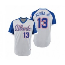 Men's Braves #13 Ronald Acuna Jr. Gray Royal 1979 Turn Back the Clock Authentic Stitched Jersey