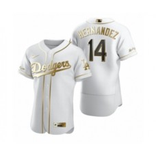 Men's Los Angeles Dodgers #14 Enrique Hernandez Nike White Authentic Golden Edition Stitched Jersey