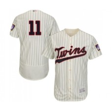 Men's Minnesota Twins #11 Jorge Polanco Cream Alternate Flex Base Authentic Collection Baseball Jersey