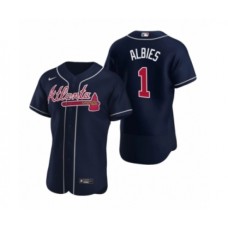 Men's Atlanta Braves #1 Ozzie Albies Nike Navy Authentic 2020 Alternate Stitched Jersey