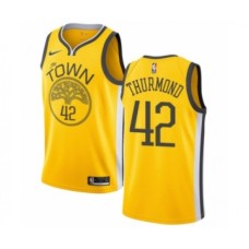 Men's Nike Golden State Warriors #42 Nate Thurmond Yellow Swingman Jersey - Earned Edition