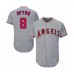 Men's Los Angeles Angels of Anaheim #8 Justin Upton Grey Road Flex Base Authentic Collection Baseball Jersey