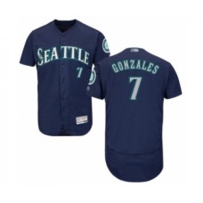 Men's Seattle Mariners #7 Marco Gonzales Navy Blue Alternate Flex Base Authentic Collection Baseball Player Stitched Jersey