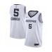 Men's Memphis Grizzlies #5 Bruno Caboclo Authentic White Finished Basketball Stitched Jersey - Association Edition