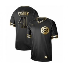 Men's Chicago Cubs #41 Steve Cishek Authentic Black Gold Fashion Baseball Stitched Jersey