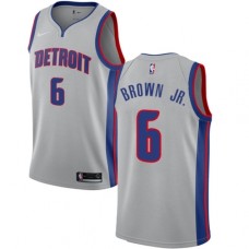 Men's Nike Detroit Pistons #6 Bruce Brown Jr. Swingman Silver NBA Jersey Statement Edition