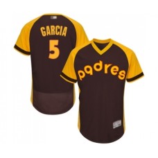 Men's San Diego Padres #5 Greg Garcia Brown Alternate Cooperstown Authentic Collection Flex Base Baseball Jersey