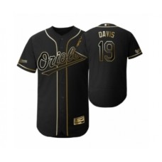 Men's 2019 Golden Edition Baltimore Orioles Black #19 Chris Davis Flex Base Stitched Jersey