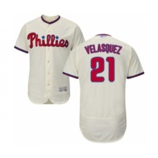 Men's Philadelphia Phillies #21 Vince Velasquez Cream Alternate Flex Base Authentic Collection Baseball Player Stitched Jersey