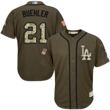 Men's Majestic Los Angeles Dodgers #21 Walker Buehler Authentic Green Salute to Service MLB Jersey