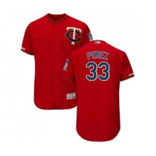 Men's Minnesota Twins #33 Martin Perez Scarlet Alternate Flex Base Authentic Collection Baseball Jersey