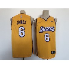 Men's Nike Los Angeles Lakers #6 LeBron James Yellow City Swingman Association Edition Stitched Jersey