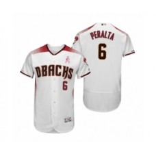 Men's David Peralta Arizona Diamondbacks #6 White Crimson 2019 Mothers Day Flex Base Authentic Stitched Jersey