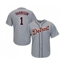 Men's Detroit Tigers #1 Josh Harrison Replica Grey Road Cool Base Baseball Jersey