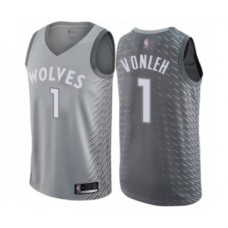 Men's Minnesota Timberwolves #1 Noah Vonleh Authentic Gray Basketball Stitched Jersey - City Edition