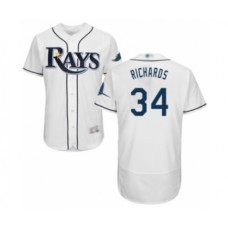 Men's Tampa Bay Rays #34 Trevor Richards Home White Home Flex Base Authentic Collection Baseball Player Stitched Jersey