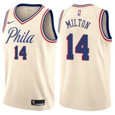 Men's Nike Philadelphia 76ers #14 Shake Milton Swingman Cream NBA Jersey - City Edition