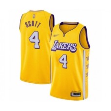 Men's Los Angeles Lakers #4 Byron Scott Swingman Gold 2019-20 City Edition Basketball Stitched Jersey