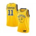 Men's Golden State Warriors #11 Klay Thompson Authentic Gold Hardwood Classics Basketball Stitched Jersey