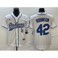 Men's Los Angeles Dodgers #42 Jackie Robinson White Cool Base Stitched Baseball Jersey1