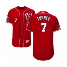 Men's Washington Nationals #7 Trea Turner Red Alternate Flex Base Authentic Collection 2019 World Series Champions Baseball Stitched Jersey